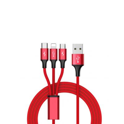 China MP3/MP4 player 3 in 1 nylon charging type c cable usb fast charging data cable fast charging for sale