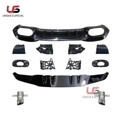 China PP/stainless steel W177 A35 rear diffuser with tips for W177 A180 A200 A220L rear lip with exhaust tips 2019 for sale