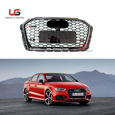 China ABS Body Kit Carbon Fiber Honeycomb Mesh Grill For Audi A3 2017 2018 Facelifts Audi RS3 Front Grille for sale