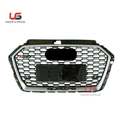 China ABS Body Kit Electroplating Silver Honeycomb Mesh Grill For Audi A3 2017 2018 Facelifts Audi RS3 Front Grille for sale