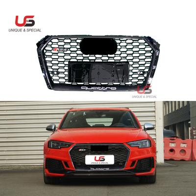 China ABS Honeycomb Carbon Fiber Frame Net Black Grills For Audi A4 B9 RS4 2017 Grill 2018 2019 2020 for sale