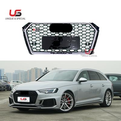 China ABS Honeycomb Sliver Frame Black Net Grills For Audi A4 B9 RS4 2017 Grill 2018 2019 2020 for sale