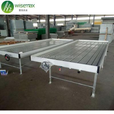 China Low cost clear greenhouse rolling bench, ebb and flow rolling table with plastic tray or seeding for sale