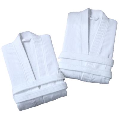 China Luxury Hotel Bathrobe 100%cotton Bathrobe Towel Fabric Breathable White Cut Velvet Style Customized Size For Kids Customized Color for sale