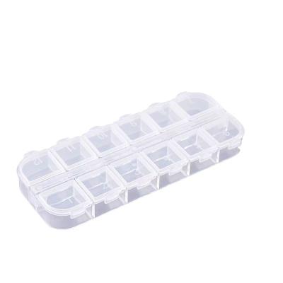 China Spill Non Spill Universal China-made PP Clear Plastic 12 Pcs Long Plastic Storage Boxes For Earrings Thumbtack Nail Art Parts for sale