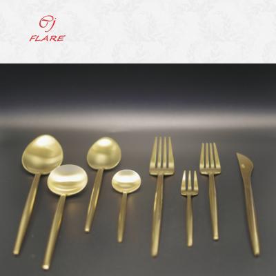 China Sustainable Stylish Stainless Steel Cutlery Reusable Gold Dinnerware Sets Bulk Gold Flatware for sale