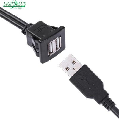 China COMPUTER Dual USB 2.0 Male to Female Dash Mount Panel Mount Ports Flush Extension Cable for sale