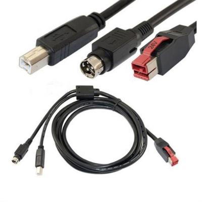 China COMPUTER Y Type 24V PoweredUSB Cable With MINI DIN 3pin Plus USB B Male Cable For Printer for sale