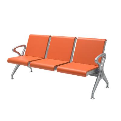 China Modern Public Area Chairs Full Seat Polyurethane Metal Bench 3 Waiting Seat For Barbershop Waiting Chairs for sale