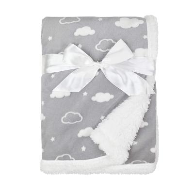 China Low Price Wearable Wholesale Custom Winter Soft Chenille Sherpa Receiving Baby Blanket 3D Gray Fleece Blanket for sale