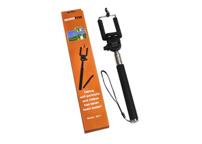 China Black Selfie Stick Monopod For Iphone 6 , Aluminum Monopod Selfie Stick Bluetooth for sale