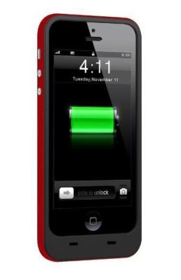 China Red Iphone 5 Charging Cases External Battery Case Power Bank 2500mah for sale