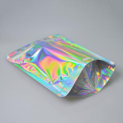 China Candy Food Disposable Rainbow Like Bag Colorful Custom Logo Holographic Packaging Bag for sale