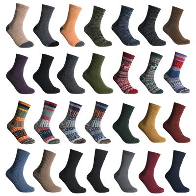 China Retro Style Antibacterial Colorful Solid Color Men's Ordinary Business Knock Out Breathable Soft Thick Warm Woolen Winter Casual Socks for sale