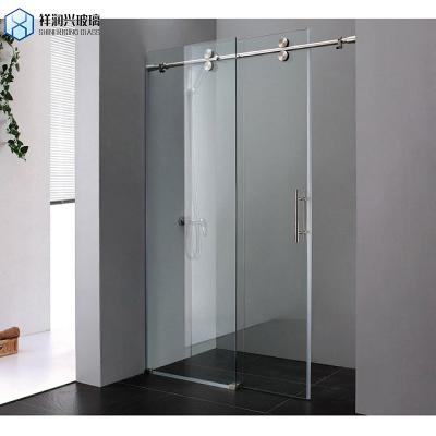 China Modern Style Tempered Glass Elegant Design Frameless Single Glass Shower Sliding Door for sale