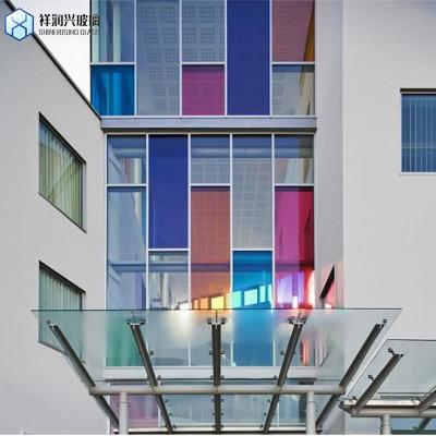 China Flat Structure Solid Iridescent Glass Dichroic Rainbow Colorful Glass Panel Manufacturers for sale