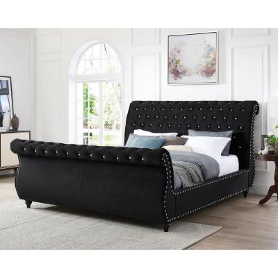 China Dingzhi Modern Wooden Tufted Furniture King Size Bed For Living Room for sale