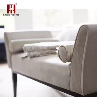 China New Design Soft Wood Bed End Luxury Velvet Ornate Upholstery Long Ottoman Bench For Home Hotel for sale