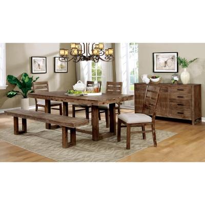 China PANEL Dingzhi He Gray Barn Whiskey Rose Natural Tone Plank Style Dining Table for sale