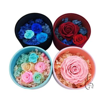 China Factory Wholesale Spot Recyclable Round Flower Soap Flower Wedding Gift Packing Box Bucket Handle Gift Box Three-piece Attendance Bucket for sale