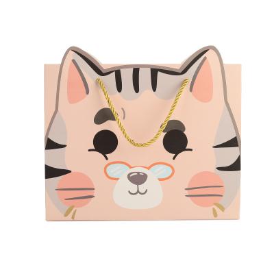 China 2022 New Design Recyclable Wholesale Cute Animal Ear Custom Colorful Packaging Paper Bag With Handle Cat Dog Gift Bag for sale