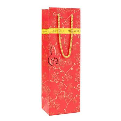 China Recyclable Single And Double Red White Wine Bag Gift Paper Bag Cardboard Packaging Red White Bag Can With You Own Logo Customized for sale