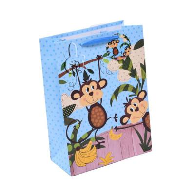 China 2022 New Design Animal Patterns Recyclable Cute Wholesale White Cheap Paper Bag For Kids Fancy Gift for sale