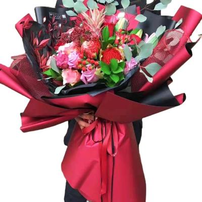 China Waterproof 2022 Simple High Grade Flower Bouquet Gift Wrapping Thickening Waterproof Pure Color Flower Wrapping Paper for sale