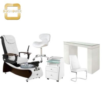 China Modern salon spa chairs pedicure with nail glass top table of salon tech chair beauty equipment for sale