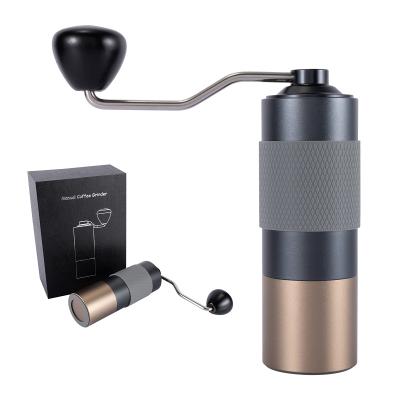 China Best Selling PORTABLE Aluminum Alloy Portable High Quality Walnut Handle Professional Stainless Steel Burr Coffee Hand Grinder for sale