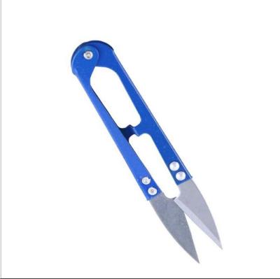 China Factory direct supply small stainless steel fishing line scissors portable U-tailor red blue black for sale