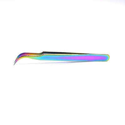 China Eyelash Extension Private Label Wick Extension Volume Tweezers For Custom Logo Rainbow Color Eyelash Extensions Eyelash Extension Tweezers for sale