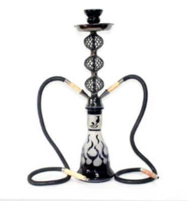 China Woyu Black Iron Hookah Glass Vase Arab Shisha with 2 Hoses and Bowl for sale