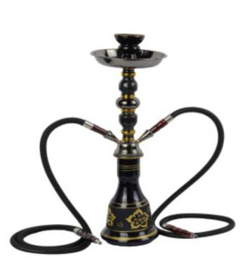 China Black Color Retro Style Iron Hookah Glass Smoking Water Pipes Turkish Smoke for sale