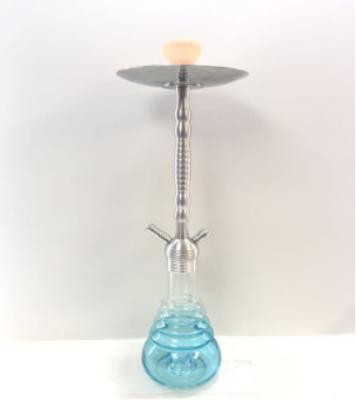 China Blue Bottle Glass Vase Woyu Single Pipe Ceramic Shisha Bowl Aluminum Hookah for sale