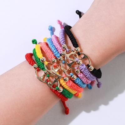 China 2022 Summer Men Women Unisex Colorful Handmade Rope Woven Rope Braided Bracelet Knot Lead Free Nickel Free With Pig Nose for sale