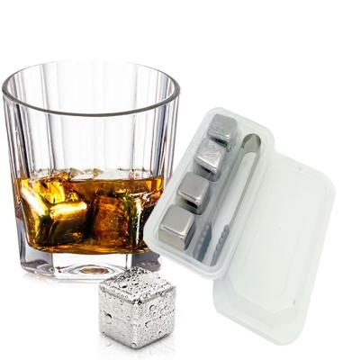 China OEM CLASSIC 2 Piece Whiskey Cup Stainless Steel Small Measure Metal Ice Cube Glass Box Set Men's Whiskey Set for sale