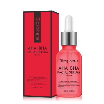 China Whitening Biosphere AHA BHA Serum Fast Pore Shrinking Exfoliating Sensitive Skin Removal Dark Spots Whitening Facial Serum OEM for sale