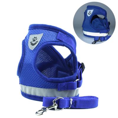 China Sustainable Wholesale Soft Dog Harness Vest Mesh Pet Harness And Leash for sale