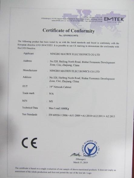 CE - Ningbo Matrix Electronics Co., Ltd.