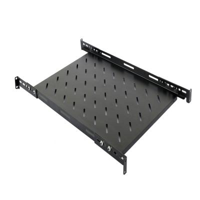 China SPCC Cold Rolled Steel Metal Fixed Shelf With Rack Ears Tray Fixed Shelf Usage For 19 Inch Network Cabinet 1U Shelf for sale