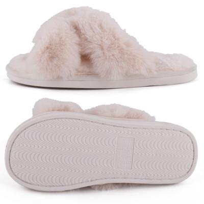 China Fashion Trend Women's Bedroom Slippers Fluffy Soft Plush Fur Slippers for sale