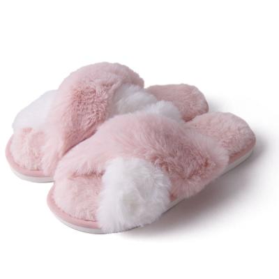 China 2021 high quality women's slippers light home fashion furry trend artificial fur slippers new for sale