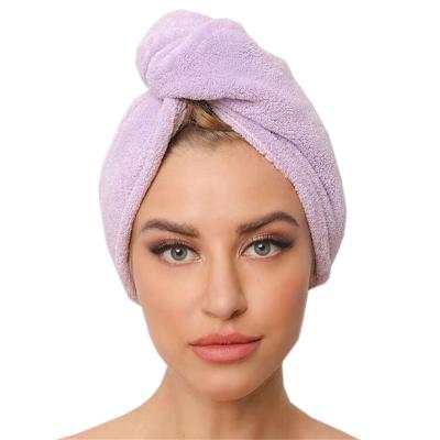 China White Logo Pattern Hair Wrap Towel Microfiber Towel Custom Color QUICK DRY Microfiber Hair Towel for sale