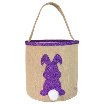 China Bag Bunny Ear Gift Canvas Rabbit Easter Tote Bag Easter holiday pom pom egg basket fashion good quality for sale