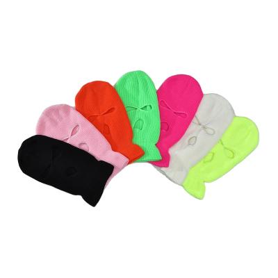 China Wholesale Knitted Windproof Sports Skuil Face 3 Hole Broken Heart Ski Mask Neon Pink Balaclava With Custom Embroidery Logo for sale