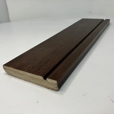 China Modern JX06 Grooved Skirting Boards In 80x12mm Square Edge Dark Wood Flooring Boards for sale