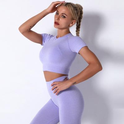 China Low Moq Breathable Logo Women Gym Wear Custom Yoga Set Breathable Clothing 2 Piece Set Nylon Elastic Tank Panties for sale