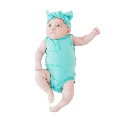 China High Quality Solid Color Comfy Toddler Bamboo Cozy Sleeveless Baby Overalls Cloth Overall Infant Jumpsuit for sale