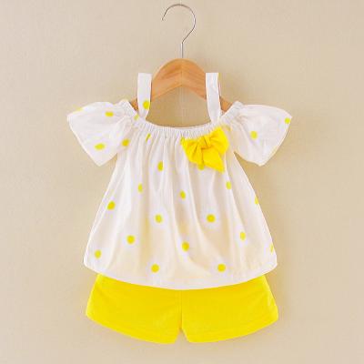 China Wholesale Casual 2PCS Babies Toddler Clothes Floral Short Sleeves Tops Outfit Pants Clothing Baby Sets for sale